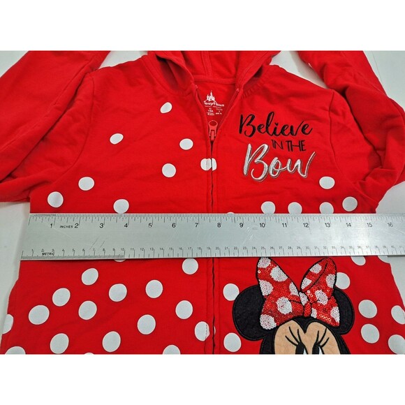 Disney Minnie Mouse Believe in the Bow Full Zip Red Hoodie Girl's Medium - Picture 10 of 10
